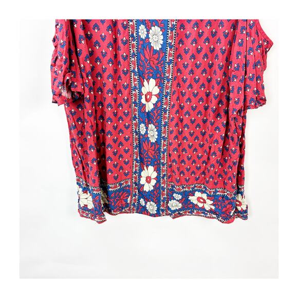 2/$30 St. John’s Bay Daisy Floral Cold‑Shoulder Tank XL Petite Red Rayon Soft - Picture 5 of 9